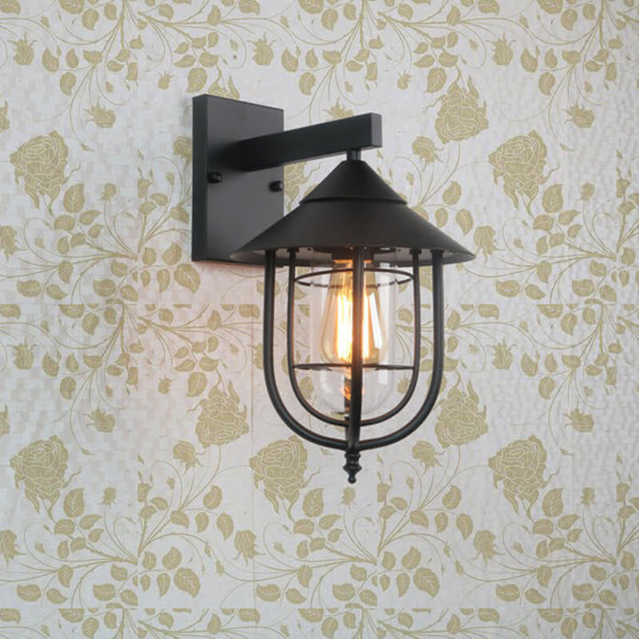Vintage industriell jern lanterne innendørs utendørs 1-lys vegglampe | Luvikno