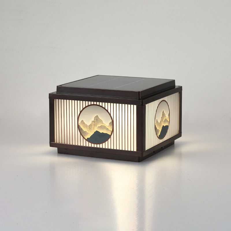 Moderne minimalistiske solvanntette firkantede aluminiums glass LED post hodelys for hage | Luvikno