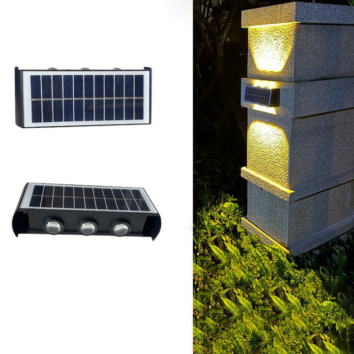 Luvikno | Lumiora Moderne Solar-LED Vegglampe for Utebruk | Rektangulært Design | IP56 Vanntett | Ulike Størrelser og Lys Intensiteter