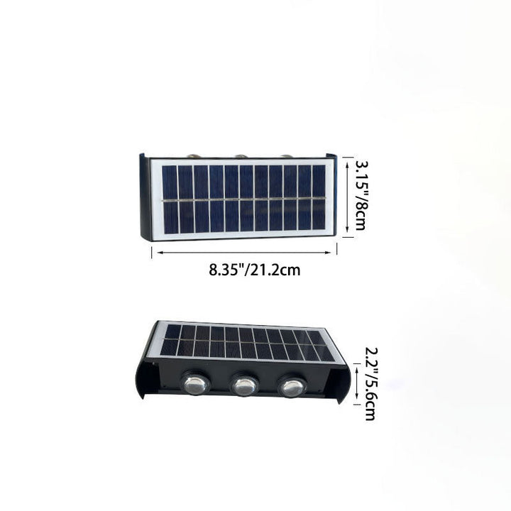 Luvikno | Lumiora Moderne Solar-LED Vegglampe for Utebruk | Rektangulært Design | IP56 Vanntett | Ulike Størrelser og Lys Intensiteter