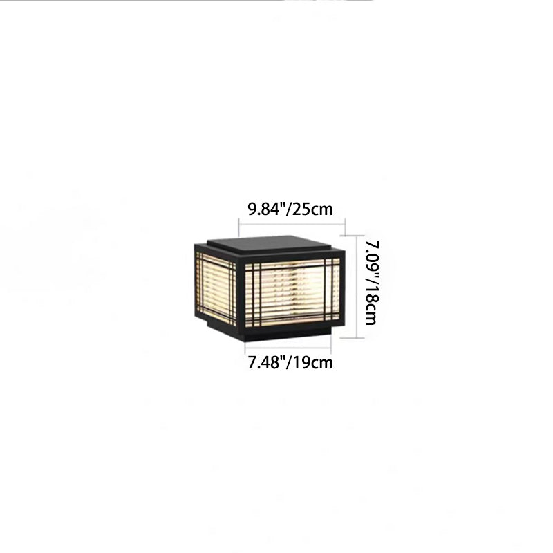 Tradisjonelt kinesisk kvadrat aluminium glass 1-lampe post hode lys for hage | Luvikno