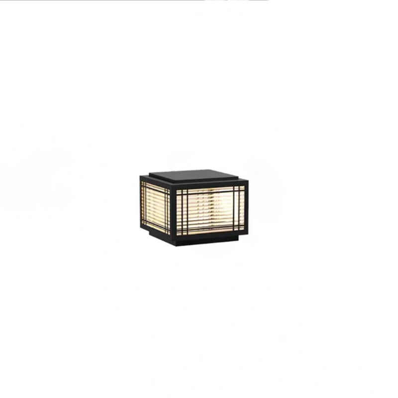 Tradisjonelt kinesisk kvadrat aluminium glass 1-lampe post hode lys for hage | Luvikno