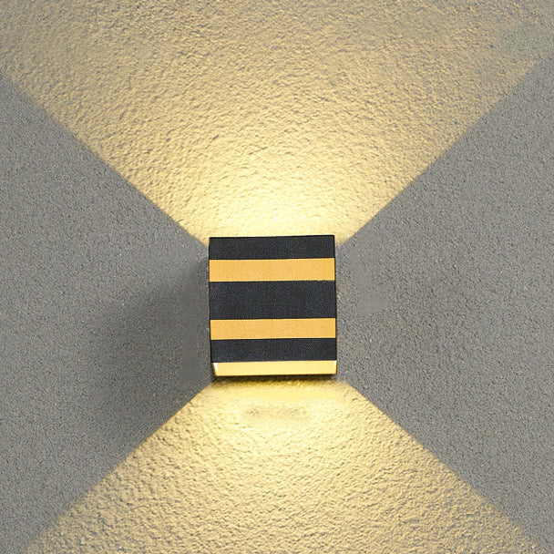 Utendørs minimalistisk firkantet kube aluminiums vanntett LED vegglampe | Luvikno