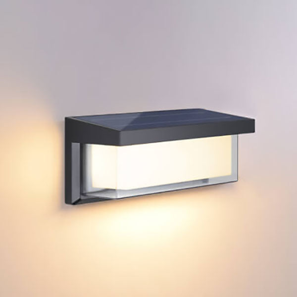 Moderne minimalistiske solrektangel PC LED utendørs vegglampe for utendørs patio | Luvikno
