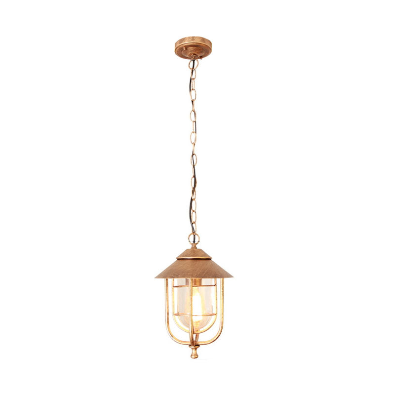 Industriell vintage aluminium bur glass 1-lampe utendørs vanntett pendellampe | Luvikno