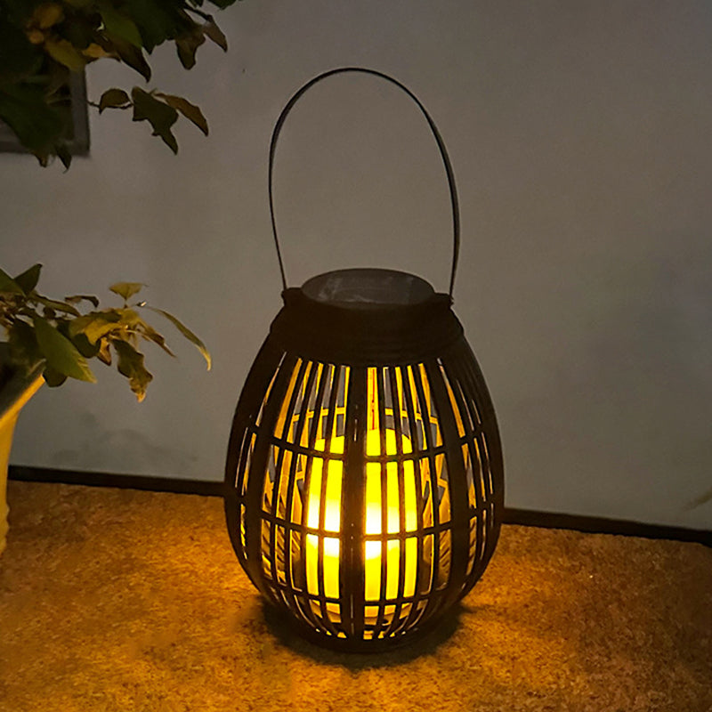 Moderne Art Deco Solrund Lantern Rattan LED Utendørs Landskapslys For Hage | Luvikno