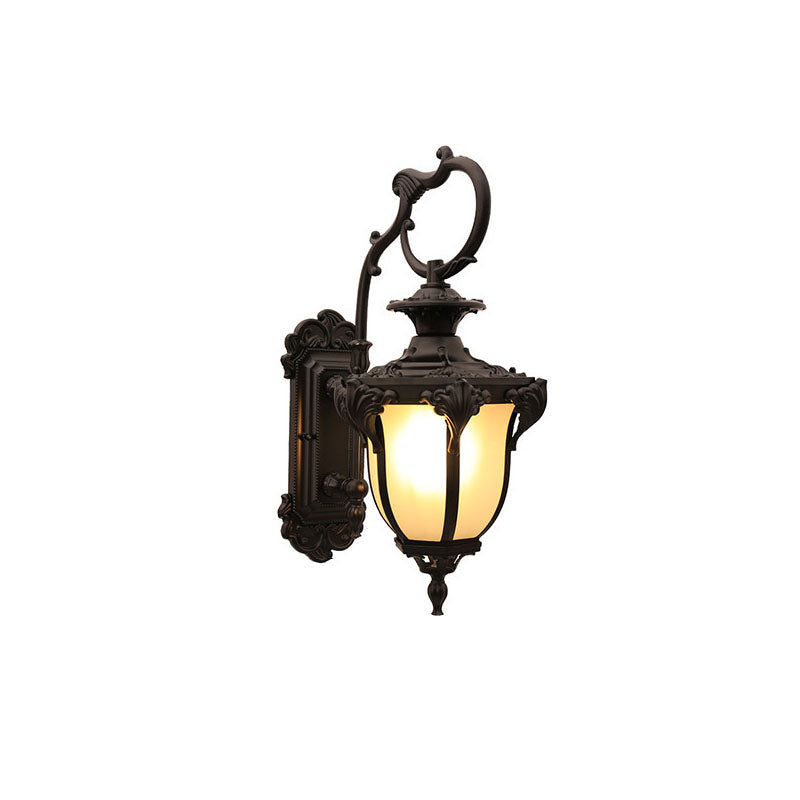 Europeisk Retro Aluminium Glass Utskåret Lantern 1-Lys Utendørs Vanntett Vegglampe | Luvikno