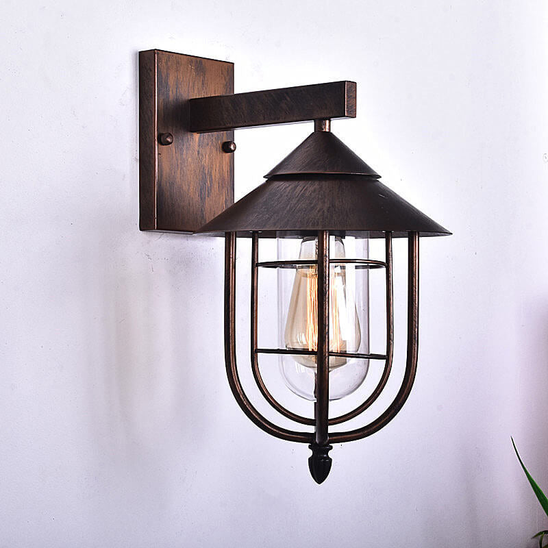 Vintage industriell jern lanterne innendørs utendørs 1-lys vegglampe | Luvikno