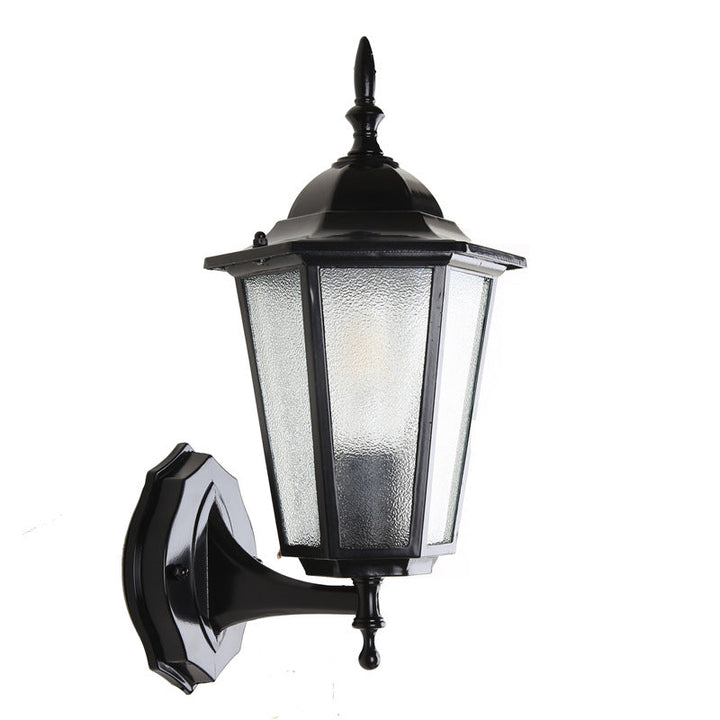 Moderne industriell hexagonal aluminiumsramme frostet glass 1-lykt utendørs vegglampe for hage | Luvikno