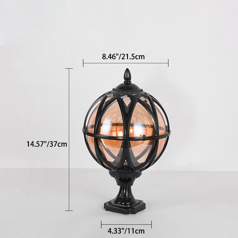 Tradisjonell kolonial globe glass aluminium 1-lys utendørs lys for hage | Luvikno