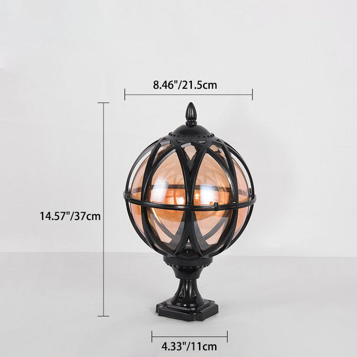 Tradisjonell kolonial globe glass aluminium 1-lys utendørs lys for hage | Luvikno