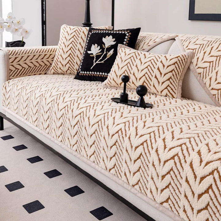 Premium Varm Hveteøre Plush Anti-Slip Sofa Deksel | Luvikno