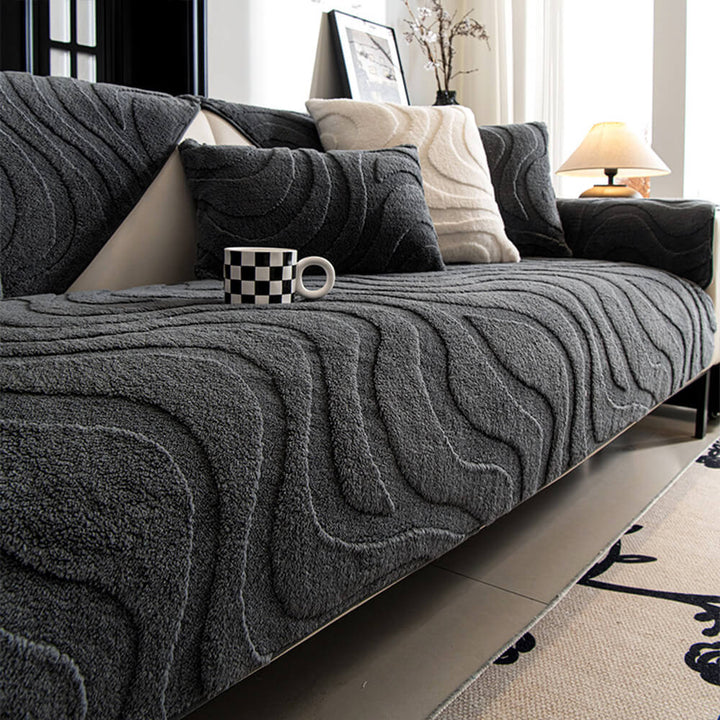Varm Plush Bøyd Jacquard Rutsjefri Sofa Beskyttelsestrekk | Luvikno