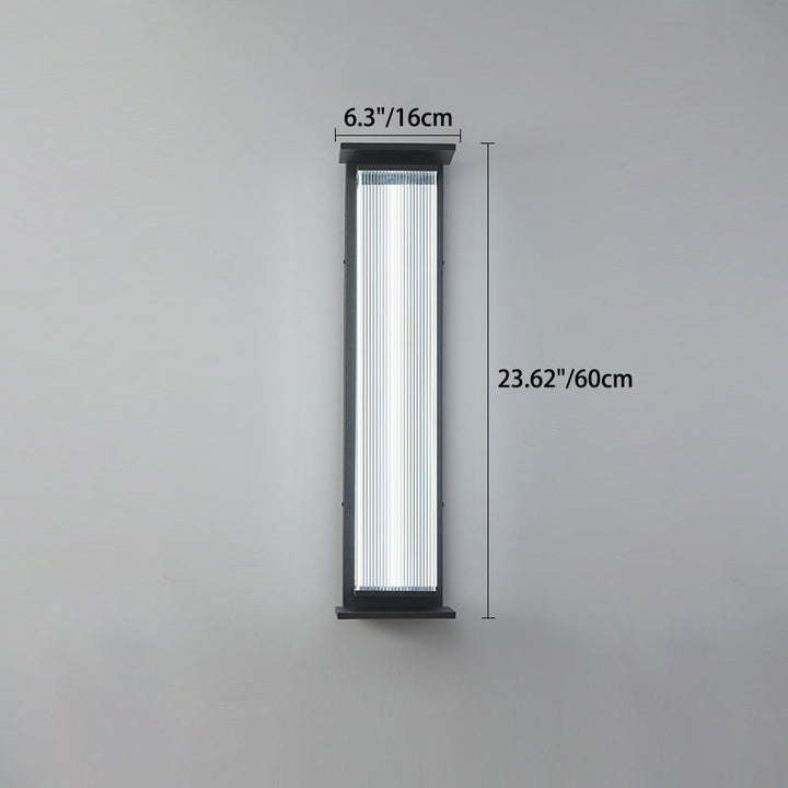 Moderne Minimalistisk Vanntett Rektangulær Rustfritt Stål Akryl LED Vegglygte Lampe For Utendørs Patio | Luvikno