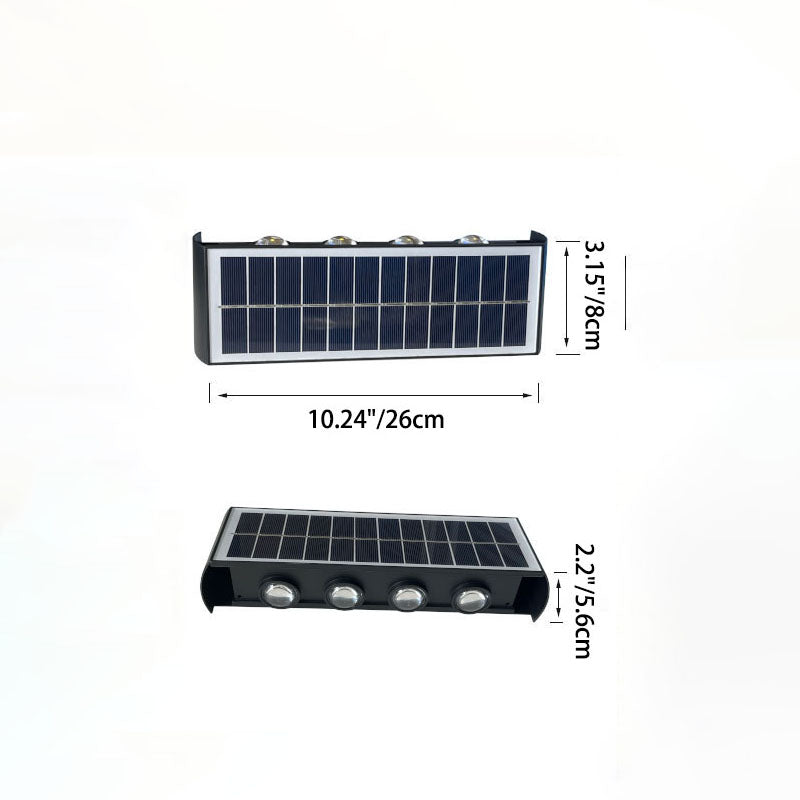 Luvikno | Lumiora Moderne Solar-LED Vegglampe for Utebruk | Rektangulært Design | IP56 Vanntett | Ulike Størrelser og Lys Intensiteter