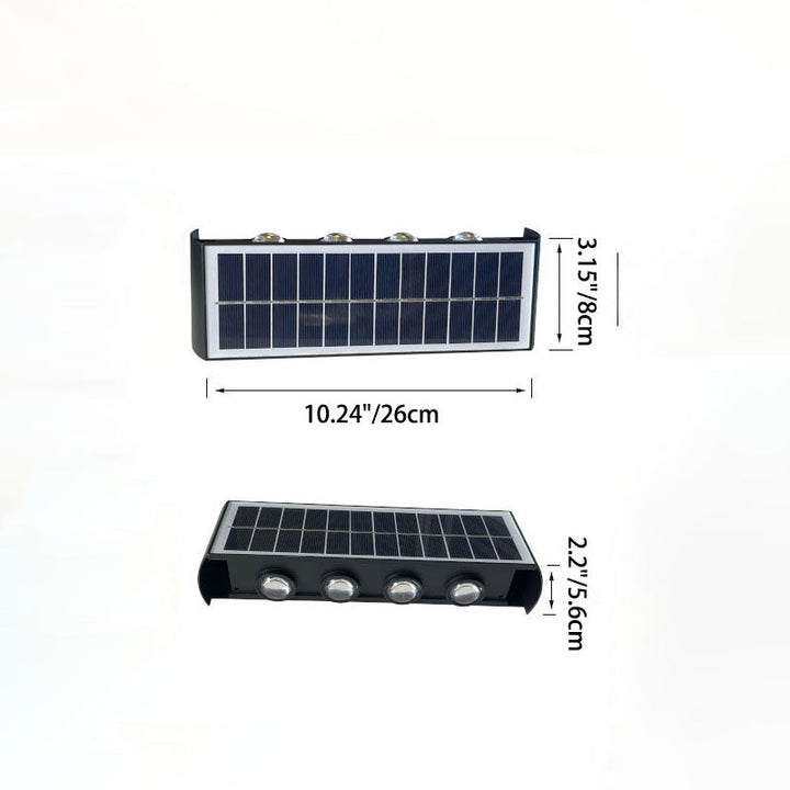 Luvikno | Lumiora Moderne Solar-LED Vegglampe for Utebruk | Rektangulært Design | IP56 Vanntett | Ulike Størrelser og Lys Intensiteter