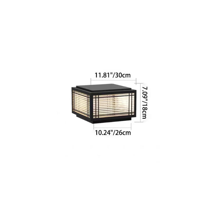 Tradisjonelt kinesisk kvadrat aluminium glass 1-lampe post hode lys for hage | Luvikno