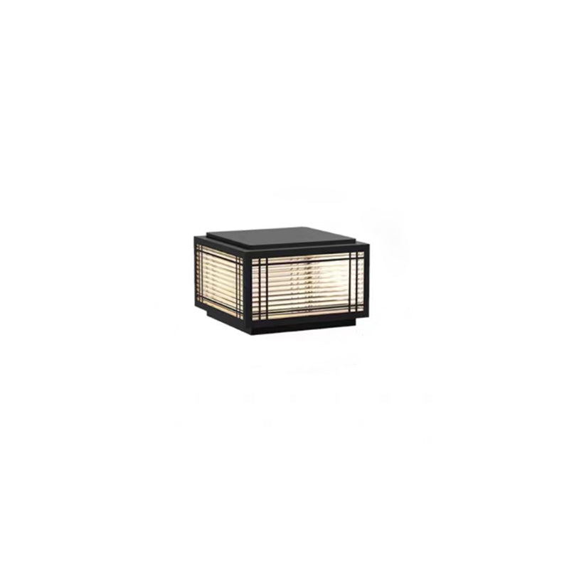 Tradisjonelt kinesisk kvadrat aluminium glass 1-lampe post hode lys for hage | Luvikno