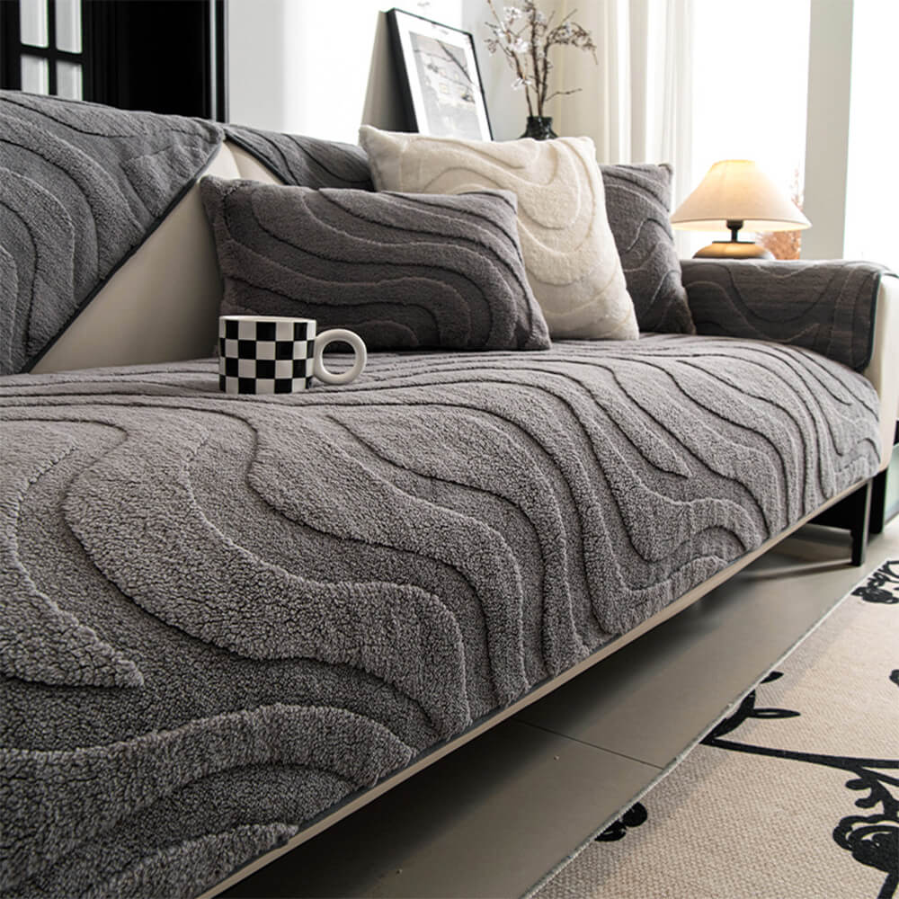 Varm Plush Bøyd Jacquard Rutsjefri Sofa Beskyttelsestrekk | Luvikno