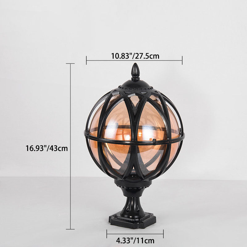 Tradisjonell kolonial globe glass aluminium 1-lys utendørs lys for hage | Luvikno