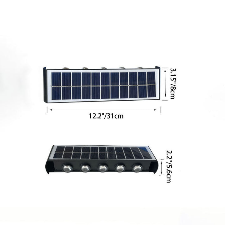 Luvikno | Lumiora Moderne Solar-LED Vegglampe for Utebruk | Rektangulært Design | IP56 Vanntett | Ulike Størrelser og Lys Intensiteter