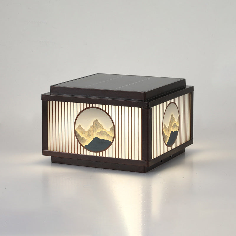 Moderne minimalistiske solvanntette firkantede aluminiums glass LED post hodelys for hage | Luvikno