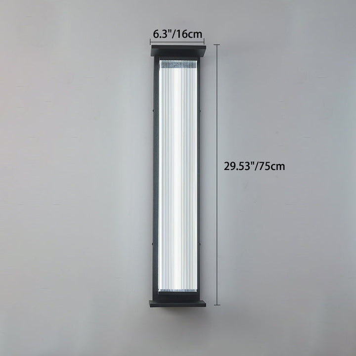 Moderne Minimalistisk Vanntett Rektangulær Rustfritt Stål Akryl LED Vegglygte Lampe For Utendørs Patio | Luvikno