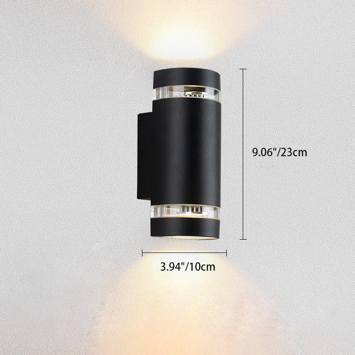 Samtidig industriell vanntett aluminiumsylinder LED opp og ned lyssterk spotlight vegglampe for utendørs terrasse | Luvikno