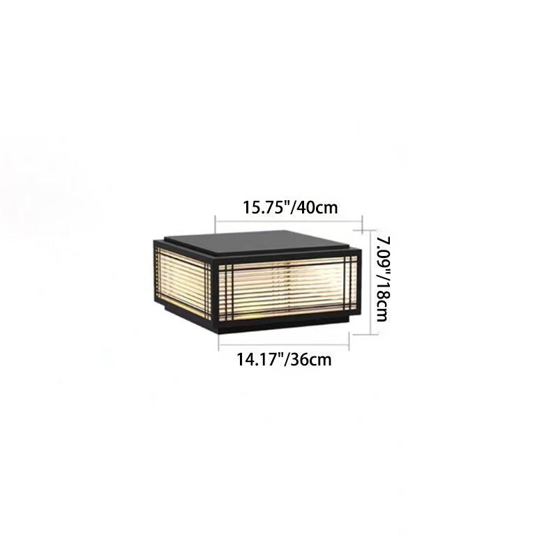 Tradisjonelt kinesisk kvadrat aluminium glass 1-lampe post hode lys for hage | Luvikno