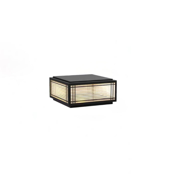 Tradisjonelt kinesisk kvadrat aluminium glass 1-lampe post hode lys for hage | Luvikno