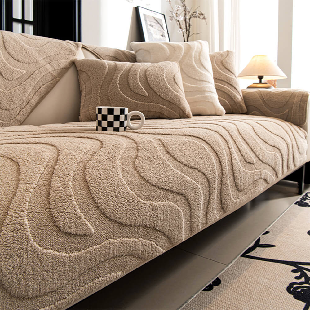 Varm Plush Bøyd Jacquard Rutsjefri Sofa Beskyttelsestrekk | Luvikno