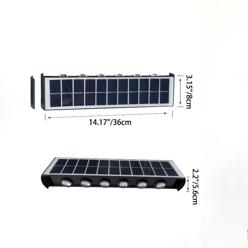 Luvikno | Lumiora Moderne Solar-LED Vegglampe for Utebruk | Rektangulært Design | IP56 Vanntett | Ulike Størrelser og Lys Intensiteter