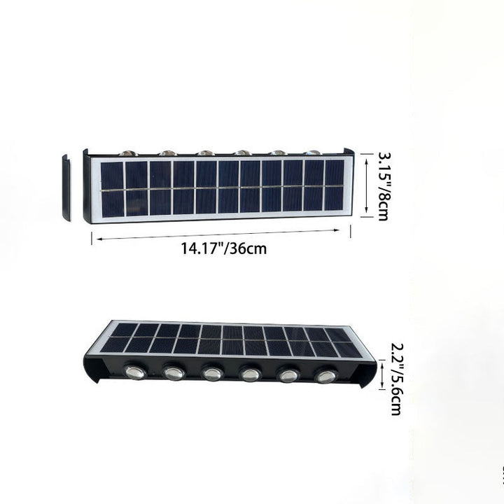 Luvikno | Lumiora Moderne Solar-LED Vegglampe for Utebruk | Rektangulært Design | IP56 Vanntett | Ulike Størrelser og Lys Intensiteter