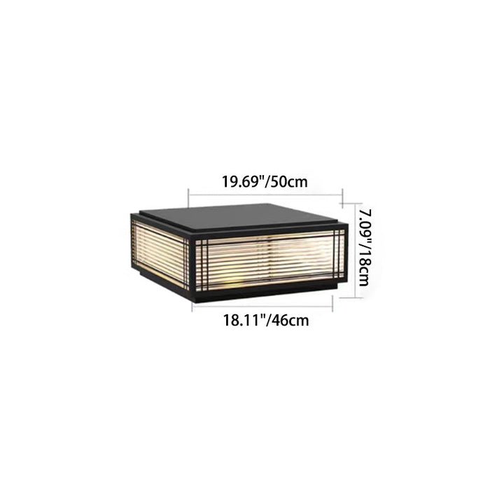 Tradisjonelt kinesisk kvadrat aluminium glass 1-lampe post hode lys for hage | Luvikno