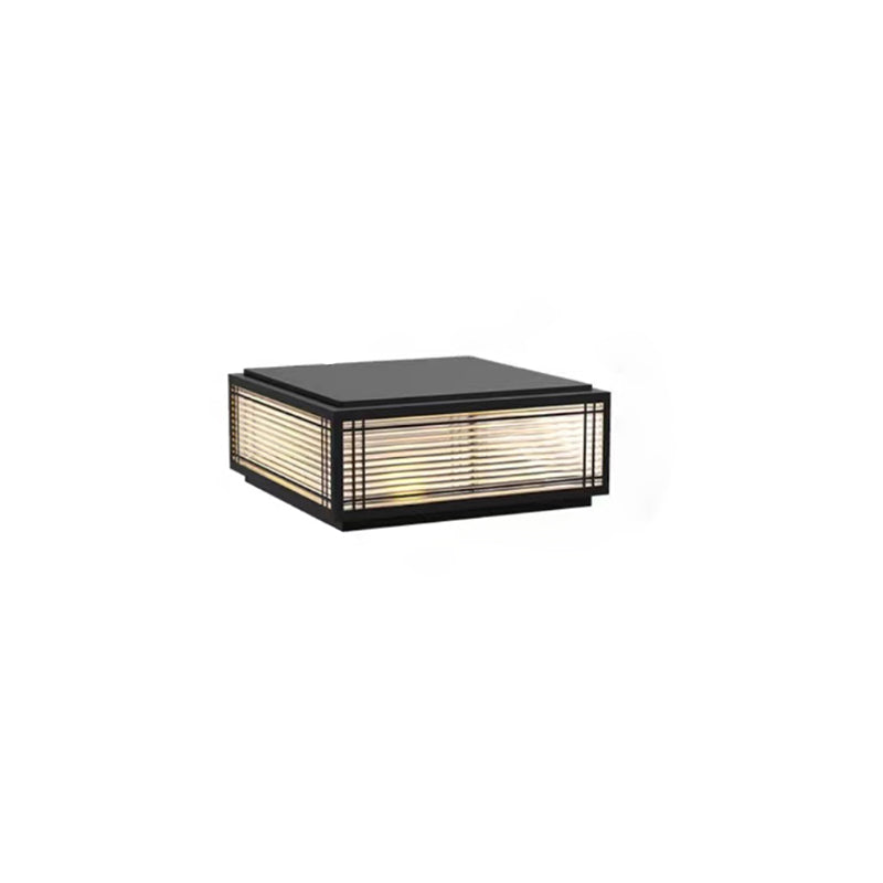 Tradisjonelt kinesisk kvadrat aluminium glass 1-lampe post hode lys for hage | Luvikno
