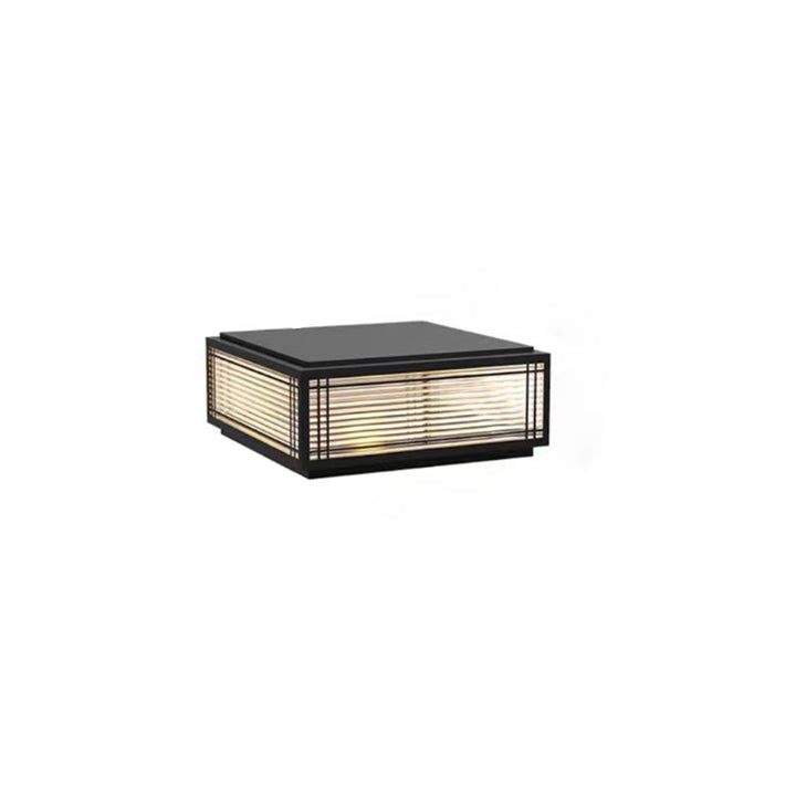 Tradisjonelt kinesisk kvadrat aluminium glass 1-lampe post hode lys for hage | Luvikno