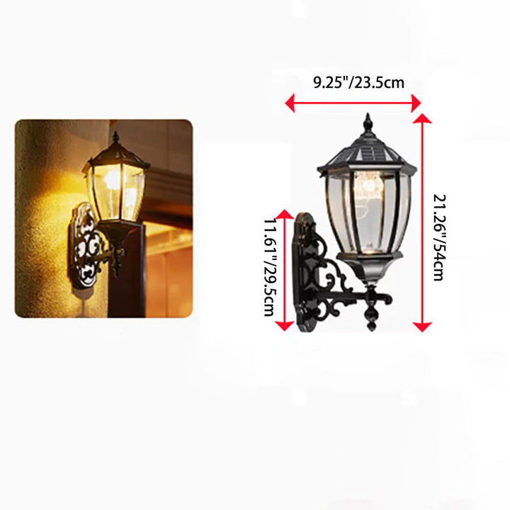 Tradisjonell europeisk aluminium glass LED sol vanntett vegglampe for utendørs patio | Luvikno