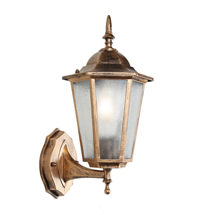 Moderne industriell hexagonal aluminiumsramme frostet glass 1-lykt utendørs vegglampe for hage | Luvikno