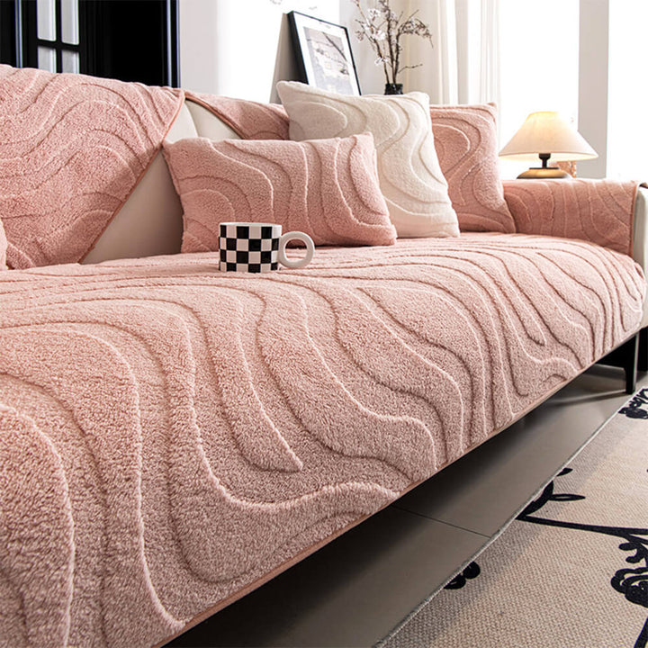 Varm Plush Bøyd Jacquard Rutsjefri Sofa Beskyttelsestrekk | Luvikno