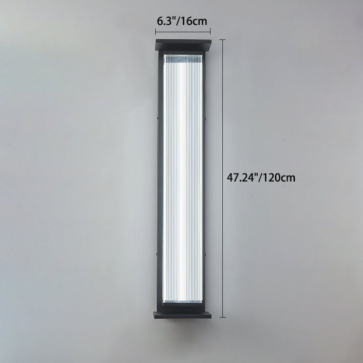 Moderne Minimalistisk Vanntett Rektangulær Rustfritt Stål Akryl LED Vegglygte Lampe For Utendørs Patio | Luvikno