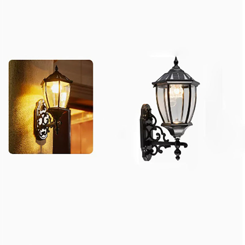 Tradisjonell europeisk aluminium glass LED sol vanntett vegglampe for utendørs patio | Luvikno