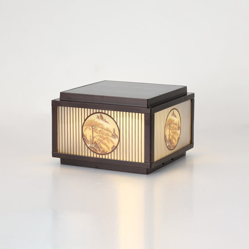 Moderne minimalistiske solvanntette firkantede aluminiums glass LED post hodelys for hage | Luvikno