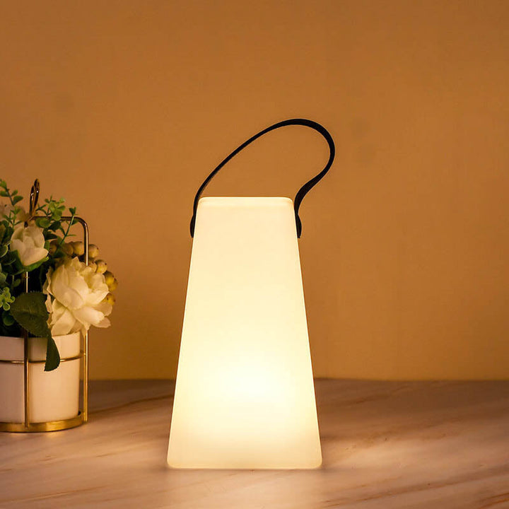 Moderne Enkelhet Plast Rund Kvadratisk Hånd LED Bordlampe For Utendørs Terrasse | Luvikno