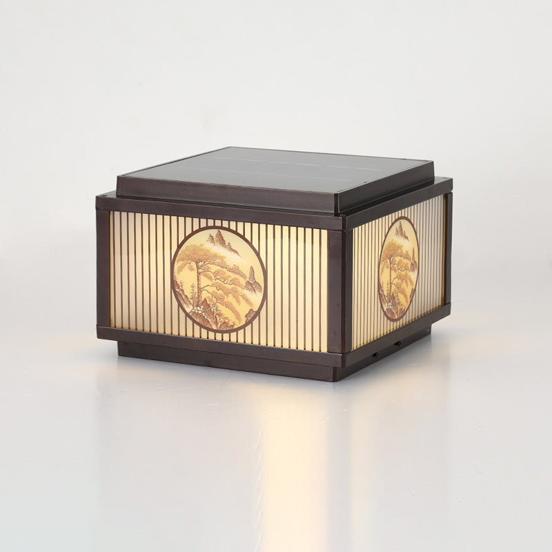 Moderne minimalistiske solvanntette firkantede aluminiums glass LED post hodelys for hage | Luvikno