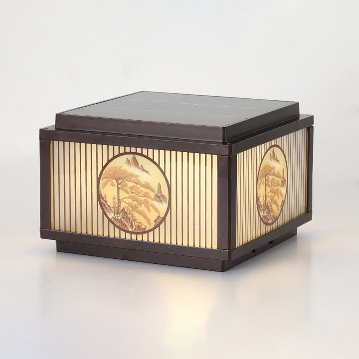 Moderne minimalistiske solvanntette firkantede aluminiums glass LED post hodelys for hage | Luvikno