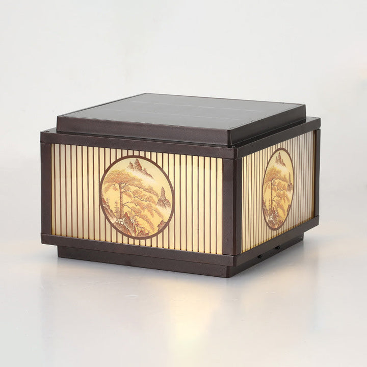 Moderne minimalistiske solvanntette firkantede aluminiums glass LED post hodelys for hage | Luvikno