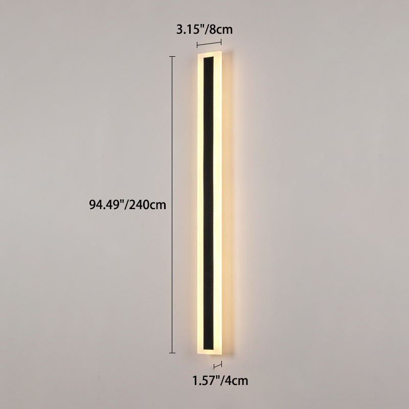 Moderne minimalistisk lang rektangulær aluminium akryl LED vegglampe for hage | Luvikno