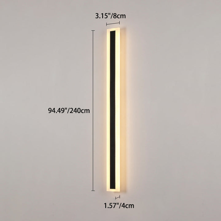 Moderne minimalistisk lang rektangulær aluminium akryl LED vegglampe for hage | Luvikno