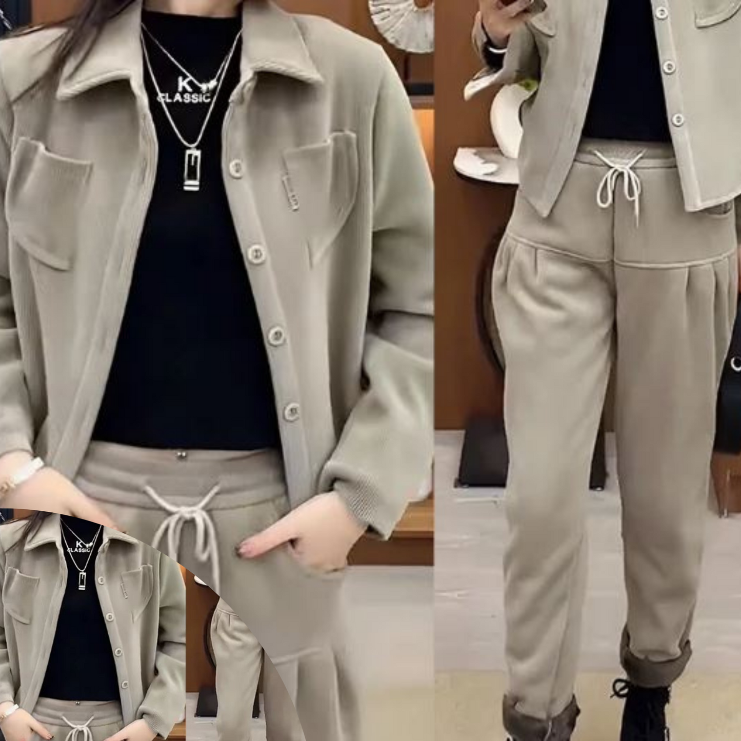 Luvik | Ensemble manteau d'hiver vintage et pantalons