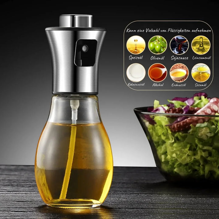 Luvikno | CulinaMist Pro Oljesprayer 200 ml | Fin tåke & forbedret dyse | For olje, eddik & sitronsaft | Rustfritt stål & glass